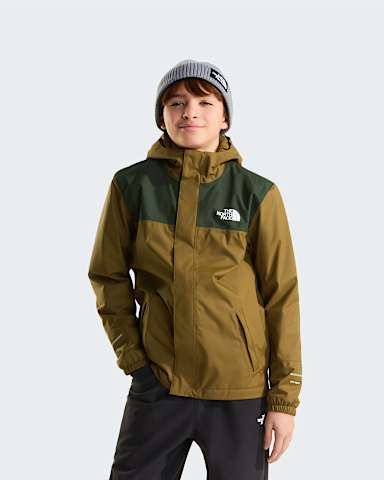 Boys Antora Rain Jacket TNF Caraway SeedBottle Green HERO