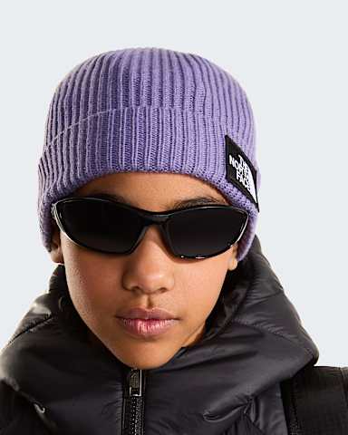 TNF Logo Box Beanie mit Umschlag fr Kinder TNF Grounded Plum ALT1