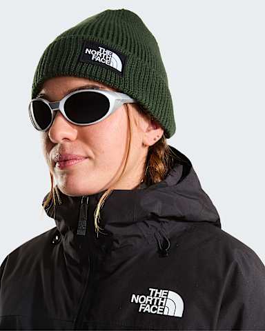 TNF Logo Box Beanie mit Umschlag TNF Bottle Green ALT1