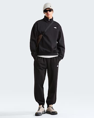 Mens Essential Simple Dome Relaxed 14 Zip Sweatshirt TNF TNF Black ALT1