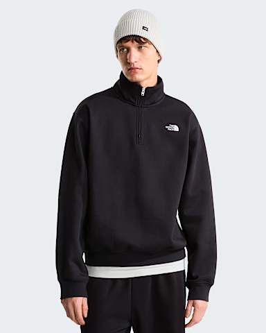 Mens Essential Simple Dome Relaxed 14 Zip Sweatshirt TNF TNF Black HERO