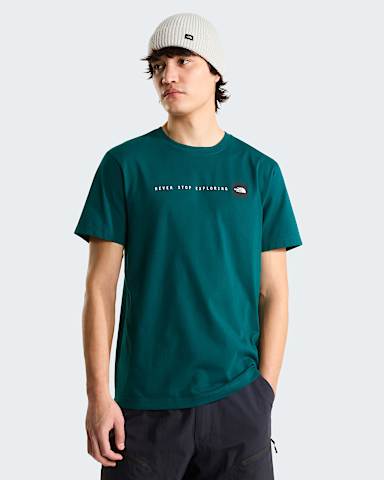 Mens Never Stop Exploring Regular Graphic TShirt TNF Pacific Teal HERO