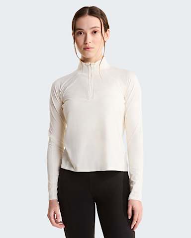 Womens Jaida 14 Zip LongSleeve Top TNF White Dune Light Heather HERO
