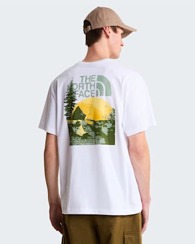 Mens Pitch A Tent Relaxed TShirt TNF TNF White HERO