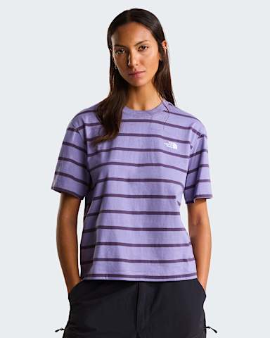 Womens Vista Stripe TShirt TNF Grounded Plum TNF Open Stripe HERO