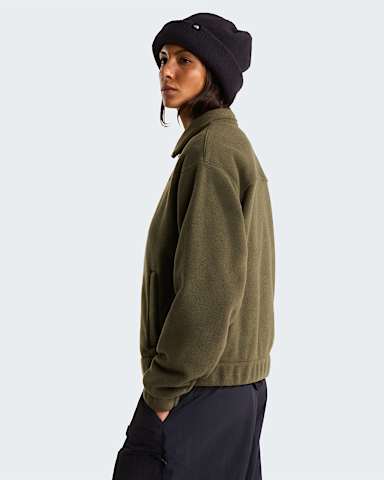 Womens Collared Fleece Jacket TNF New Taupe Green Black Heather ALT2