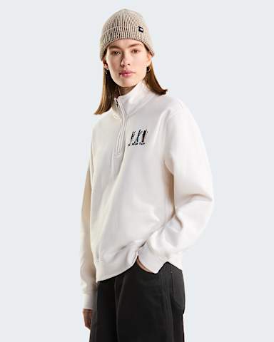 Ski Embroidery Relaxed Graphic 14 Zip Sweatshirt W TNF White Dune HERO