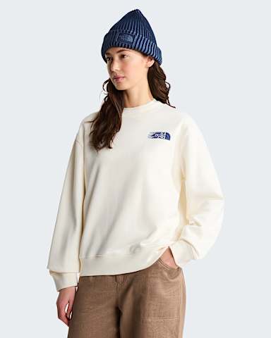 Womens Retro Trail Relaxed Graphic Sweatshirt TNF White Dune ALT1