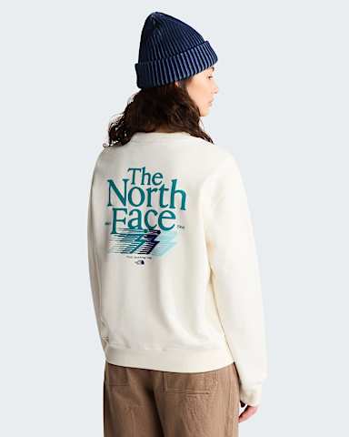 Womens Retro Trail Relaxed Graphic Sweatshirt TNF White Dune HERO