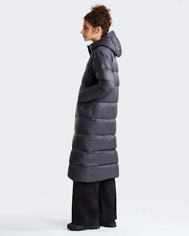 Womens Hydrenalite City Long Down Hooded Parka TNF Anthracite Grey alt2