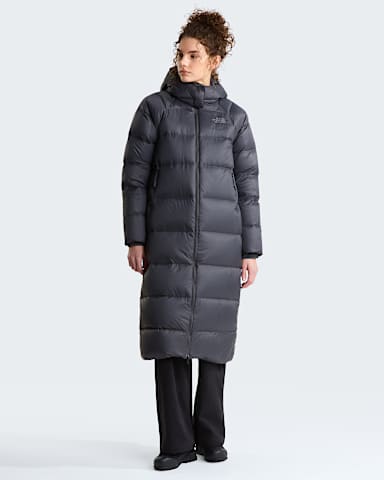 Womens Hydrenalite City Long Down Hooded Parka TNF Anthracite Grey hero