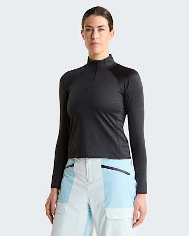Womens Jaida 14 Zip LongSleeve Top TNF TNF Black Dark Heather HERO