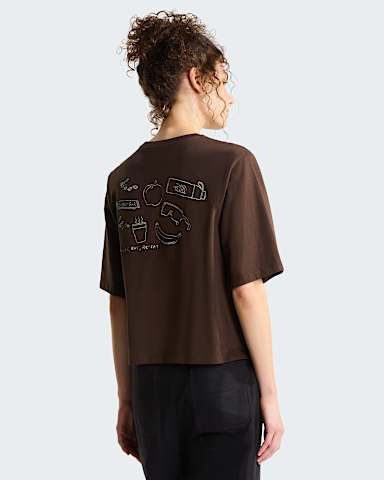 Womens Hike Picnic Boxy Graphic TShirt TNF Dark Chestnut HERO