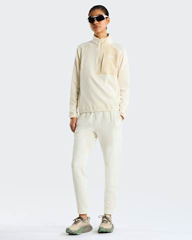 Damen TNF Performance Fleecejacke mit 14Reiverschluss TNF White Dune Light HeatherDesert Stone alt1