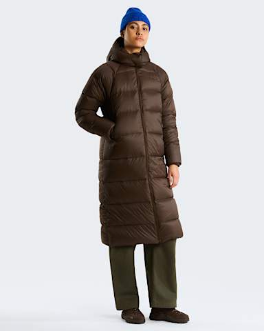 Womens Hydrenalite City Long Down Hooded Parka TNF Dark Chestnut hero