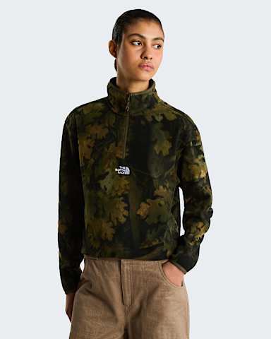 Glacier Novelty Logo Printed 14 Zip Fleece W TNF Woodland Green Yosemite Oak Print hero