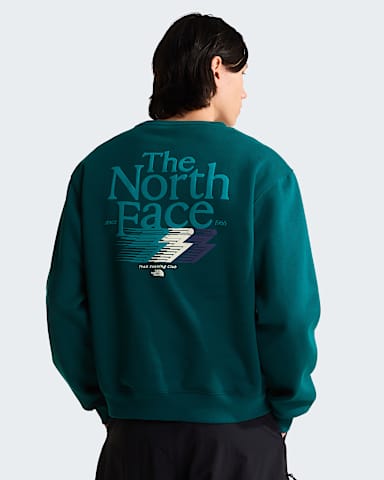 Mens Retro Trail Relaxed Graphic Sweatshirt TNF Pacific Teal HERO