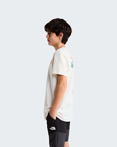 Teens Flower Scribble Relaxed TShirt TNF White DuneDust Orange ALT2