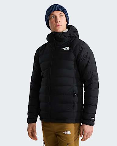 Mens Abseil Stretch Down Hooded Jacket TNF TNF Black HERO
