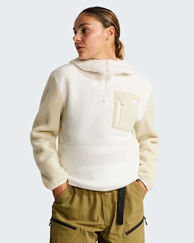 Yumiori 14 Zip Novelty Hooded Fleece Jacket W TNF White DuneDesert Stone hero