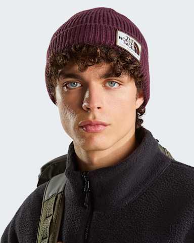 Czapka beanie z mankietem i logo TNF TNF Deep BurgundyHeritage Patch ALT1