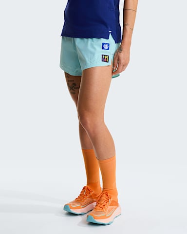 Womens Summit Pacesetter Graphic Shorts TNF Canal Blue HERO