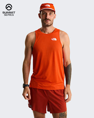 Mens Summit High Trail Run Tank Top TNF Lava Red HERO