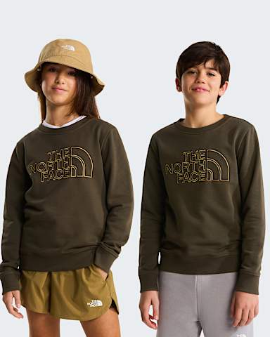 Teens Drew Peak Crew Neck Sweatshirt TNF New Taupe Green alt4