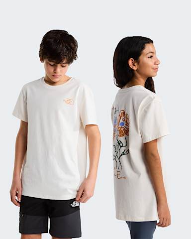 Teens Flower Scribble Relaxed TShirt TNF White DuneDust Orange alt4