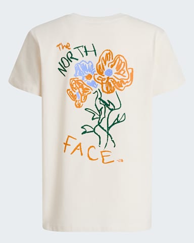 Teens Flower Scribble Relaxed TShirt TNF White DuneDust Orange alt1