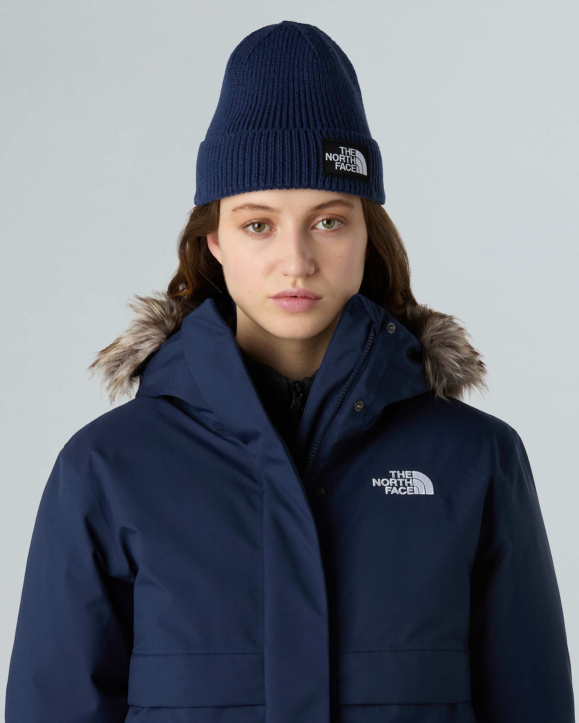 Berretto con risvolto e logo box TNF TNF Summit Navy ALT4