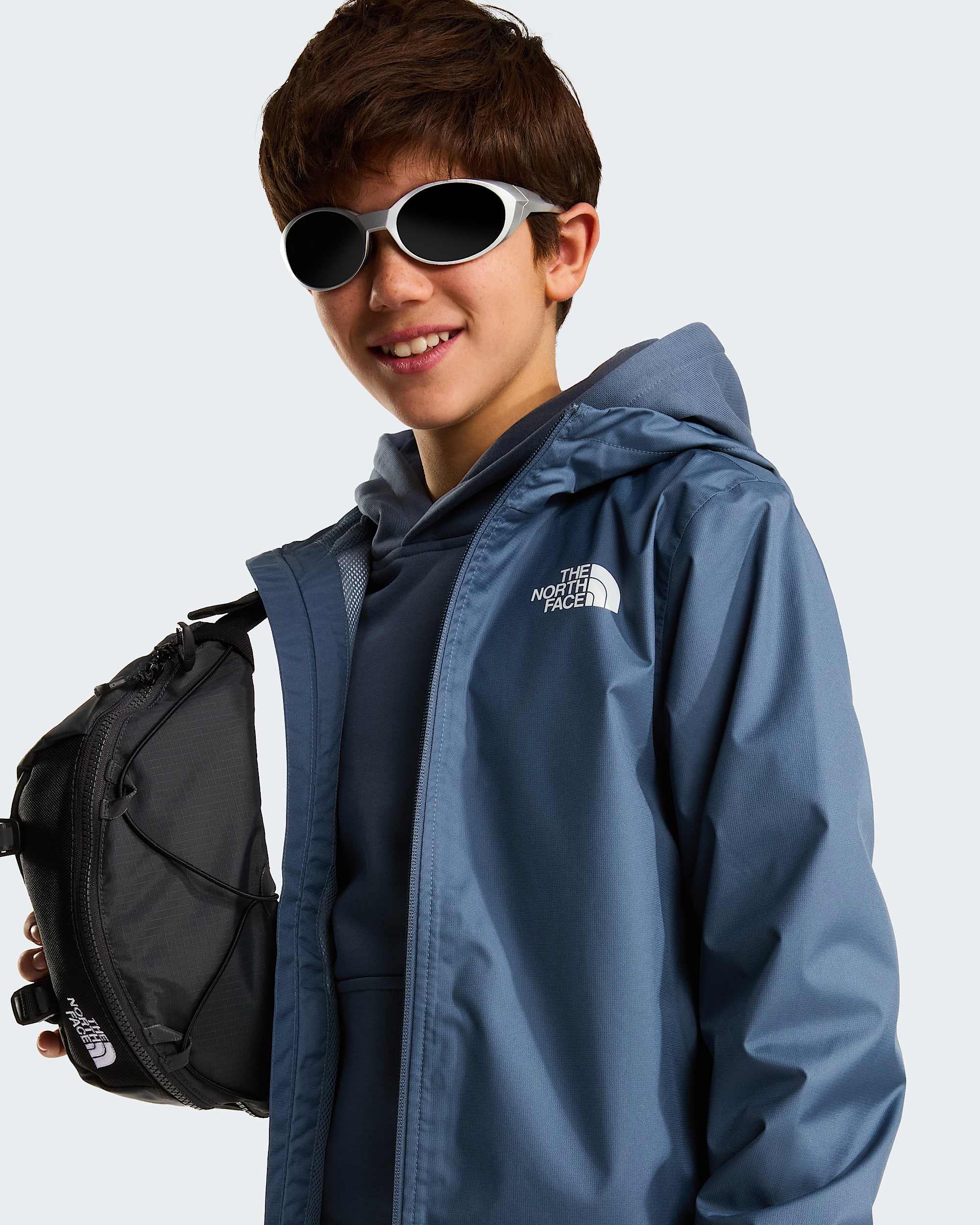 Ziplineregenjas voor tieners TNF Granite Grey ALT8