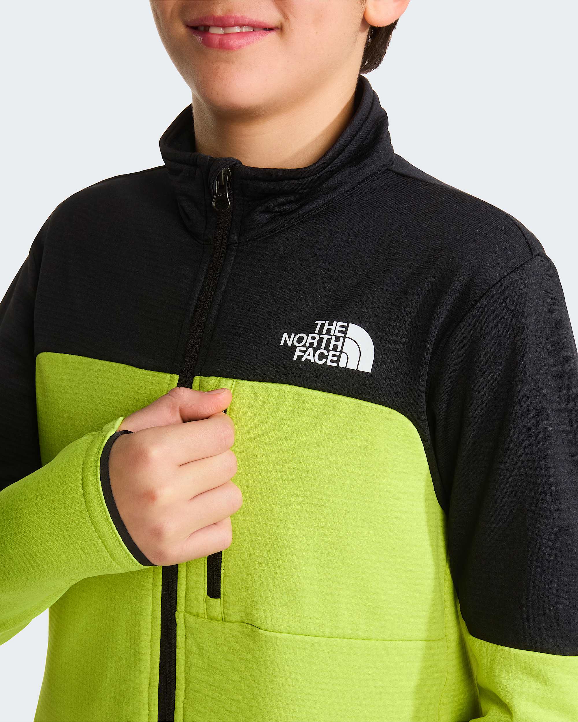 Hike MidlayerJacke mit durchgehendem RV fr Jugendliche TNF TNF BlackFizz Lime ALT4