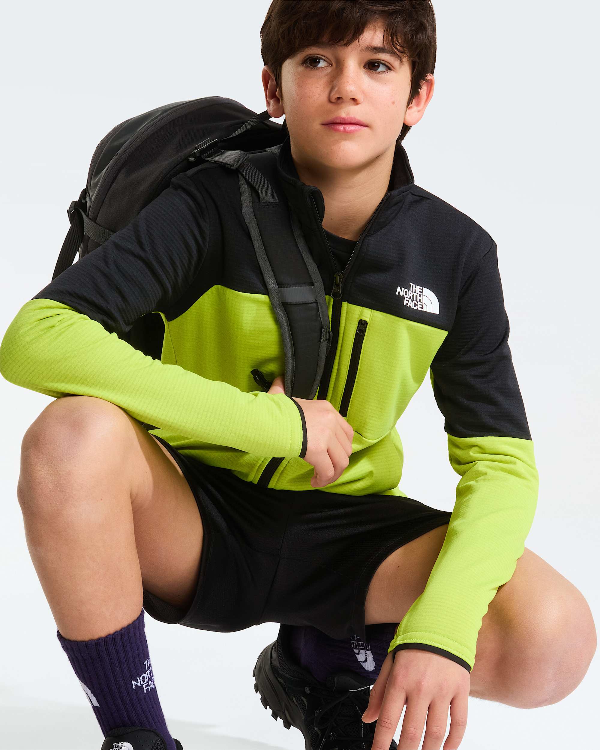 Hike MidlayerJacke mit durchgehendem RV fr Jugendliche TNF TNF BlackFizz Lime ALT7