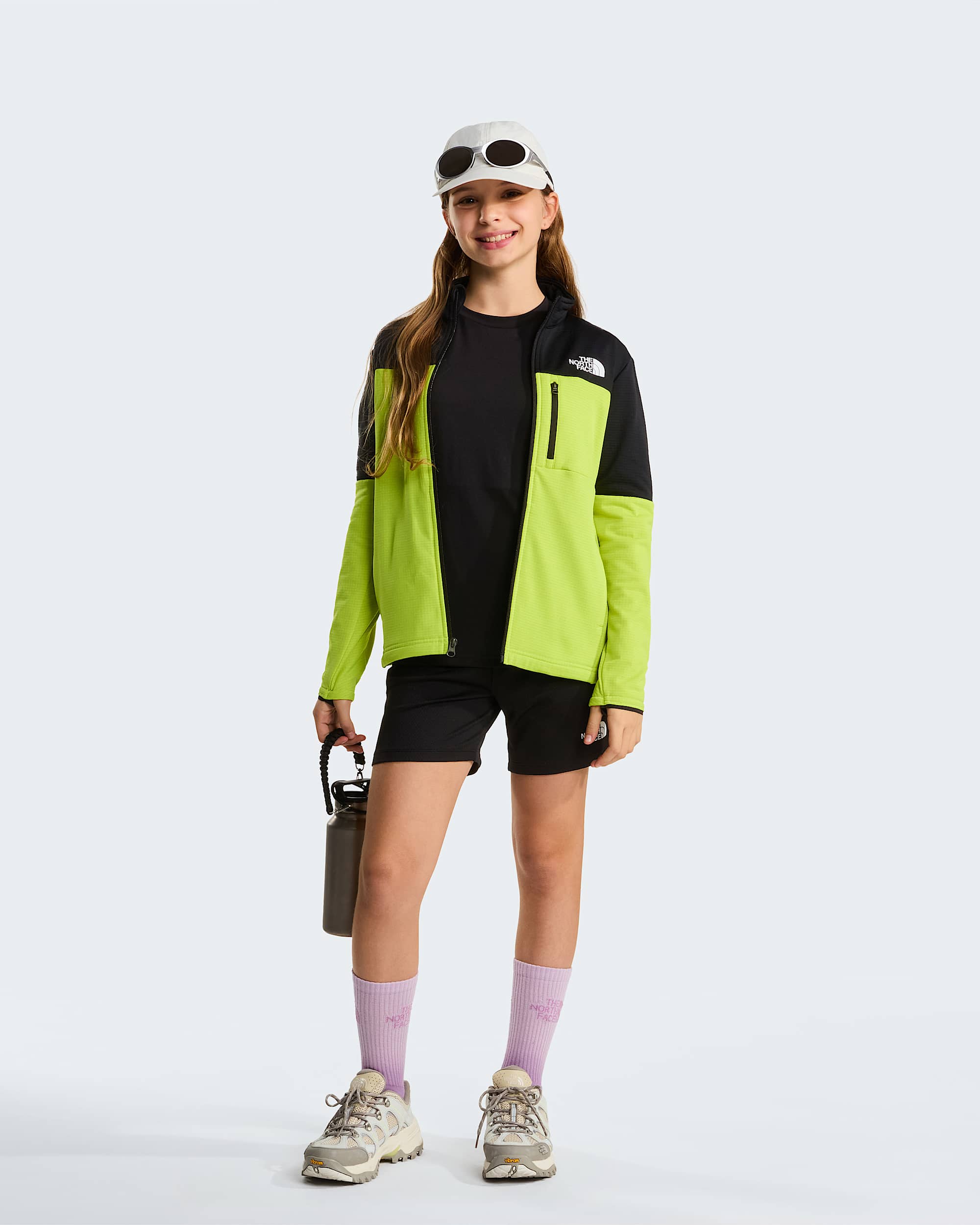 Hike MidlayerJacke mit durchgehendem RV fr Jugendliche TNF TNF BlackFizz Lime ALT8