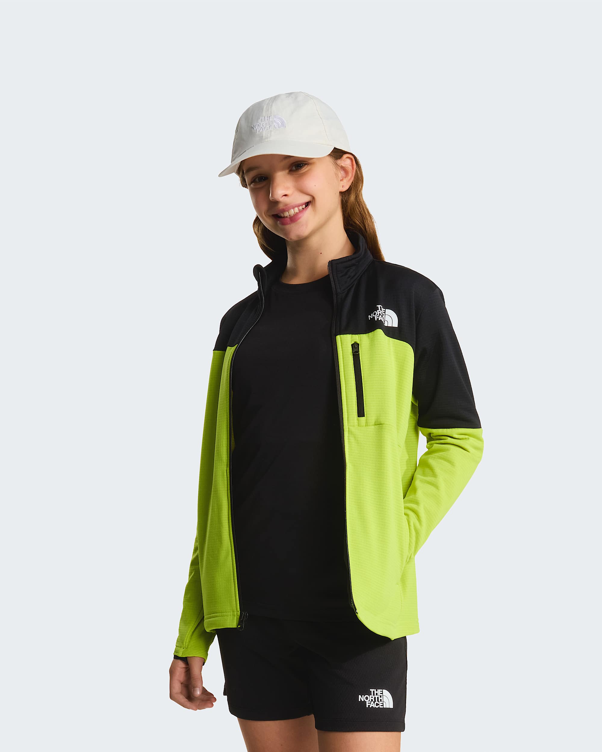 Hike MidlayerJacke mit durchgehendem RV fr Jugendliche TNF TNF BlackFizz Lime ALT11