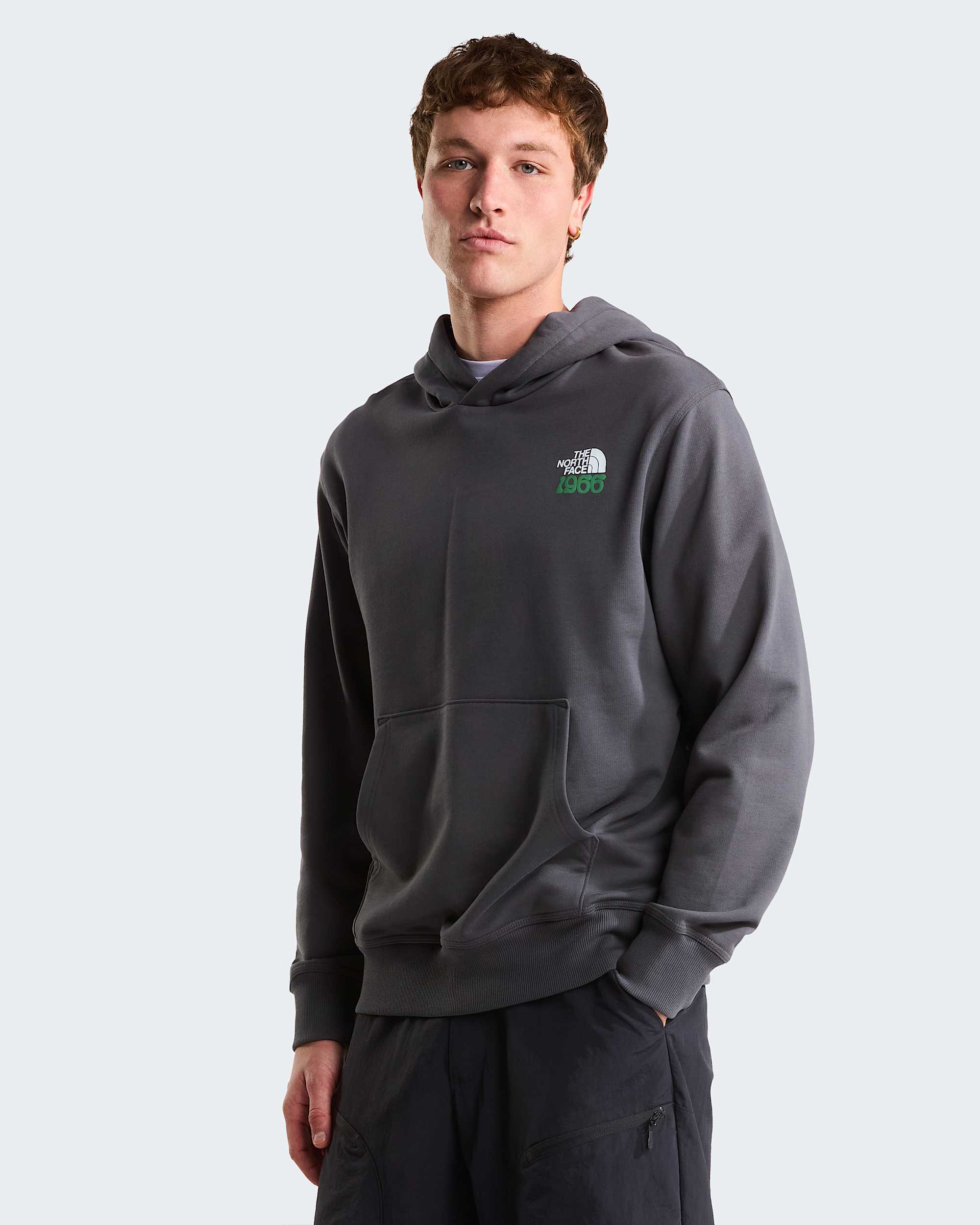 1966 Motion relaxt geschnittener Kapuzenpulli mit Grafik in Unisex TNF Anthracite Grey ALT3