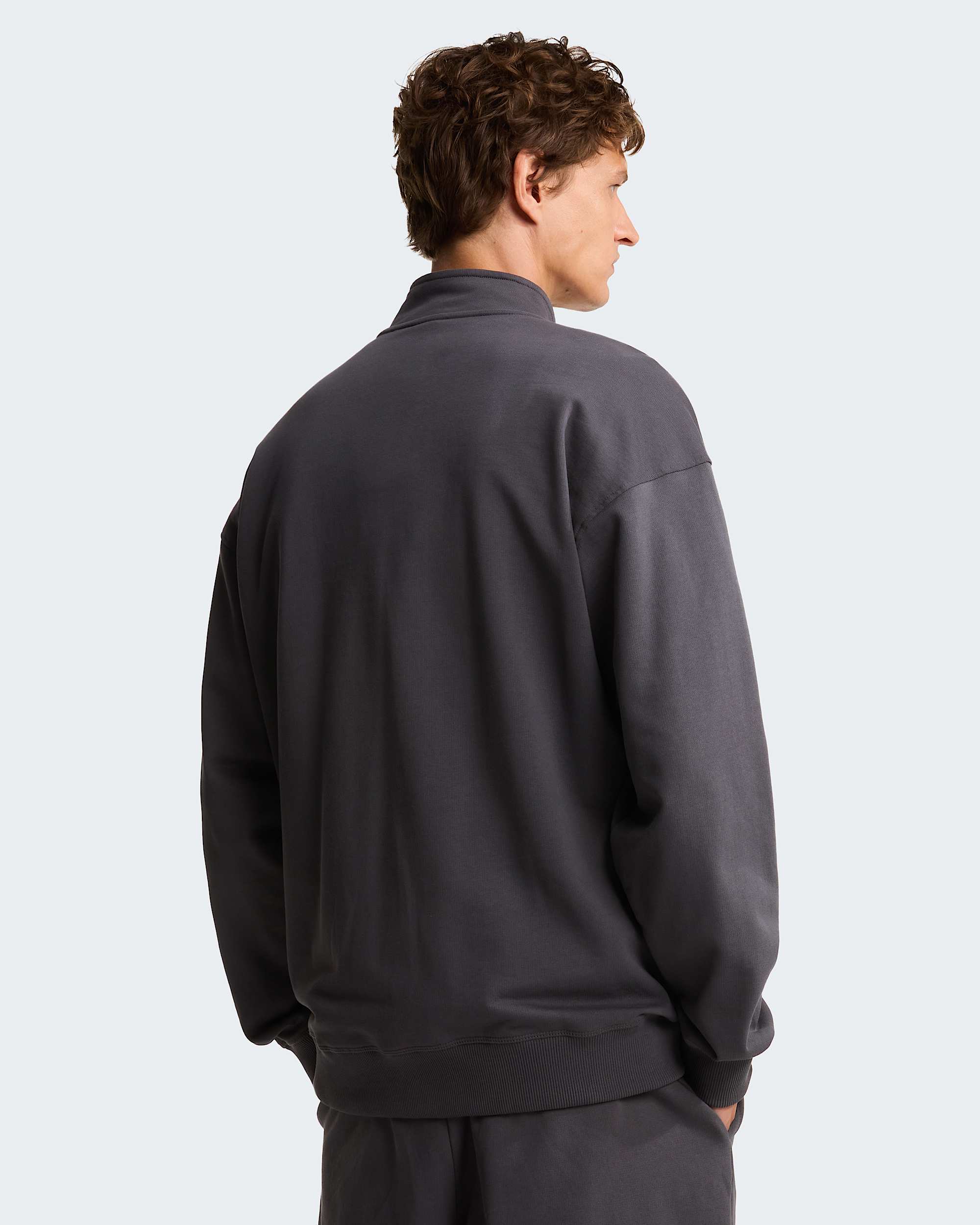 Essential leicht  relaxt geschnittenes Sweatshirt mit 14langem RV in Unisex TNF Anthracite Grey ALT5
