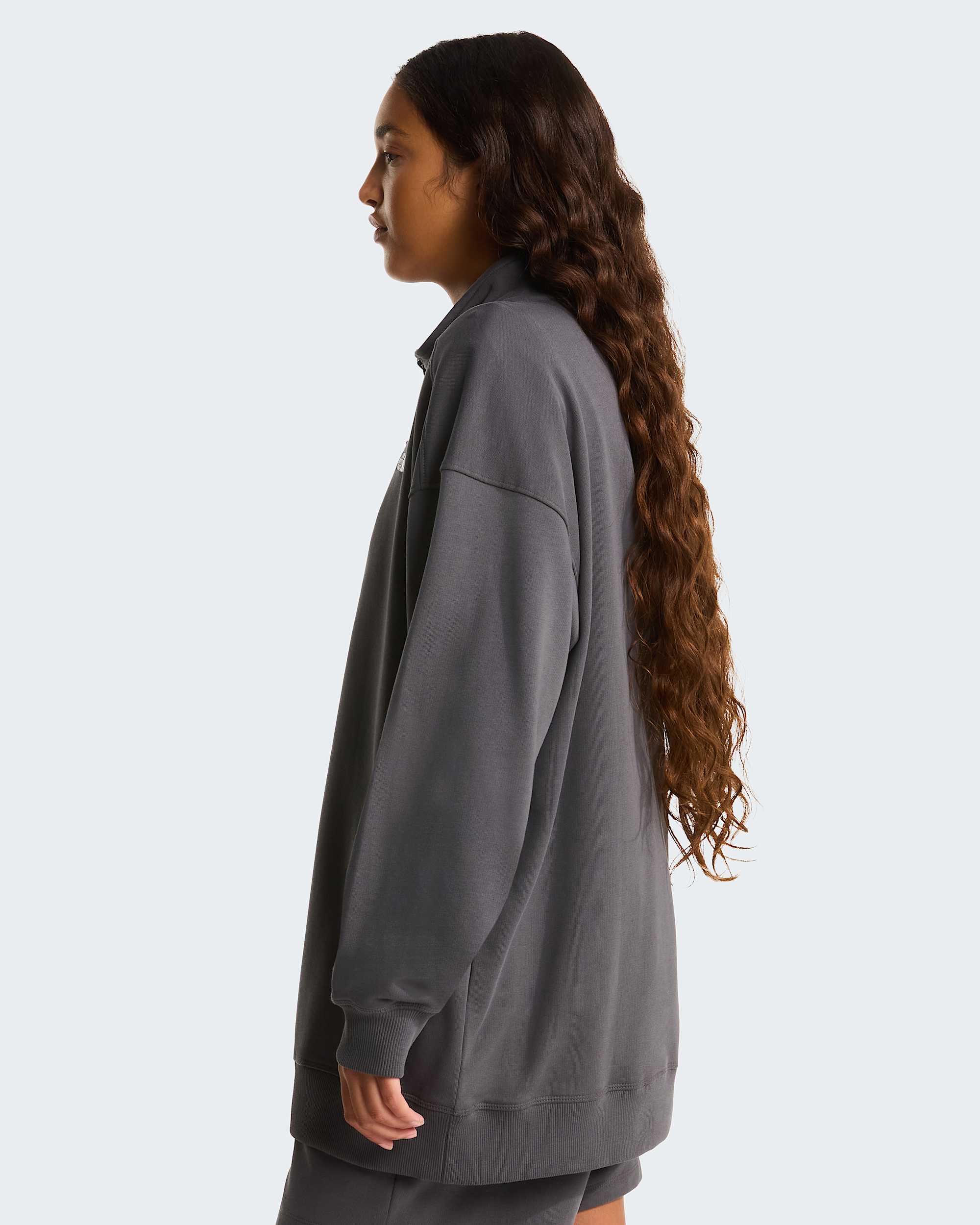 Essential leicht  relaxt geschnittenes Sweatshirt mit 14langem RV in Unisex TNF Anthracite Grey ALT10