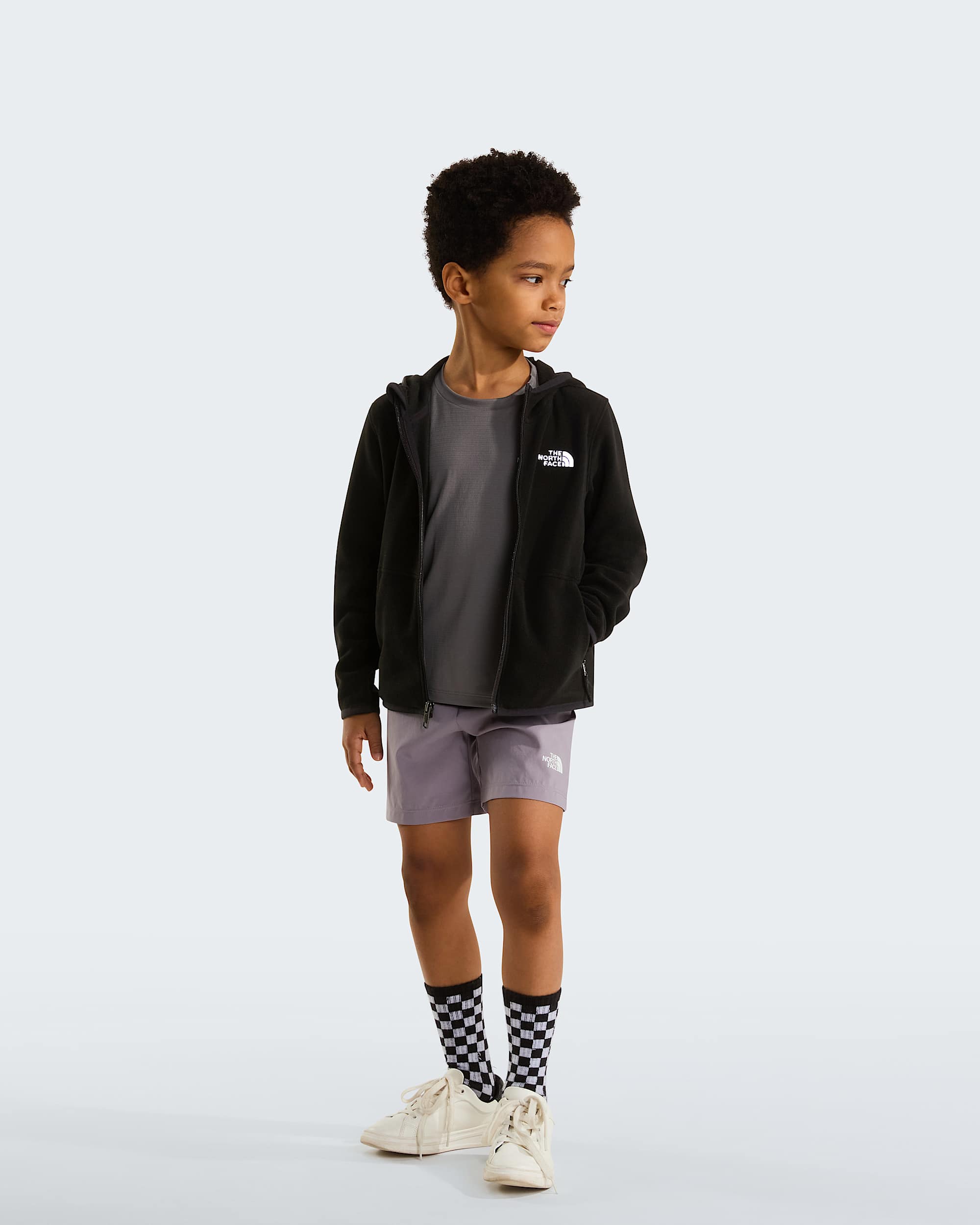 Glacierfleece met capuchon en volledige ritssluiting voor kids TNF ALT1