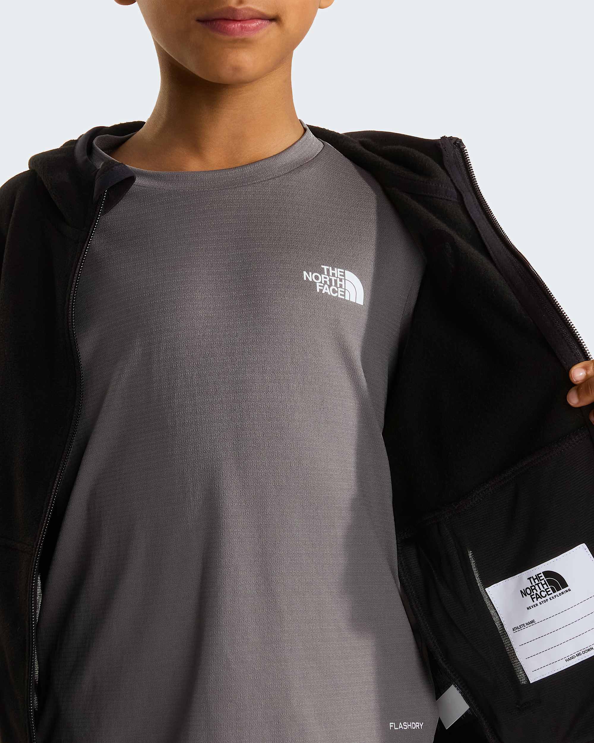 Glacierfleece met capuchon en volledige ritssluiting voor kids TNF ALT8