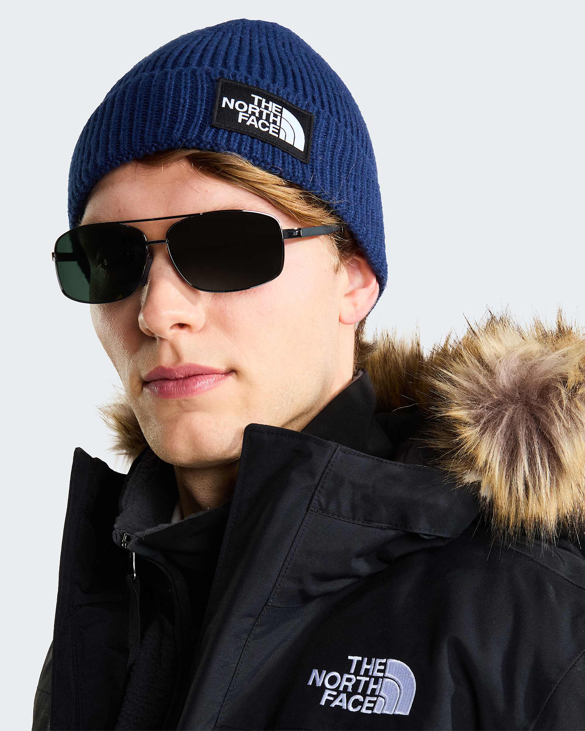 Berretto con risvolto e logo box TNF TNF Summit Navy ALT1