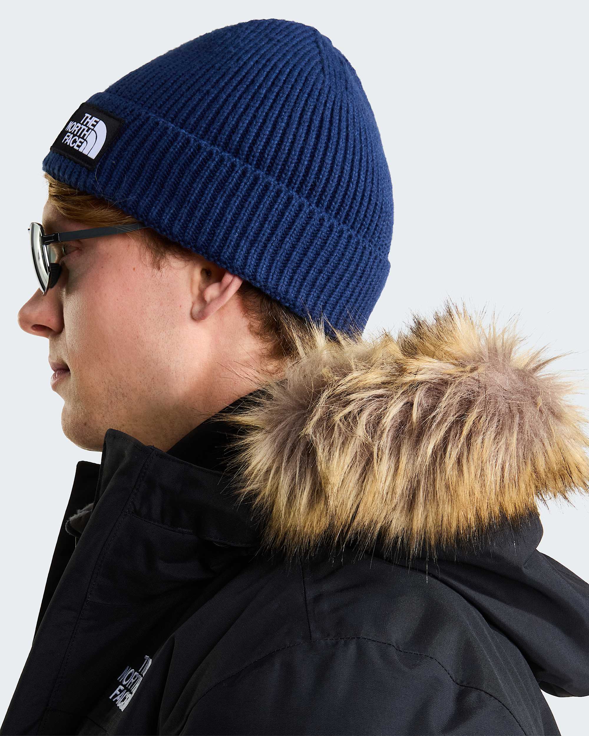 Berretto con risvolto e logo box TNF TNF Summit Navy ALT3