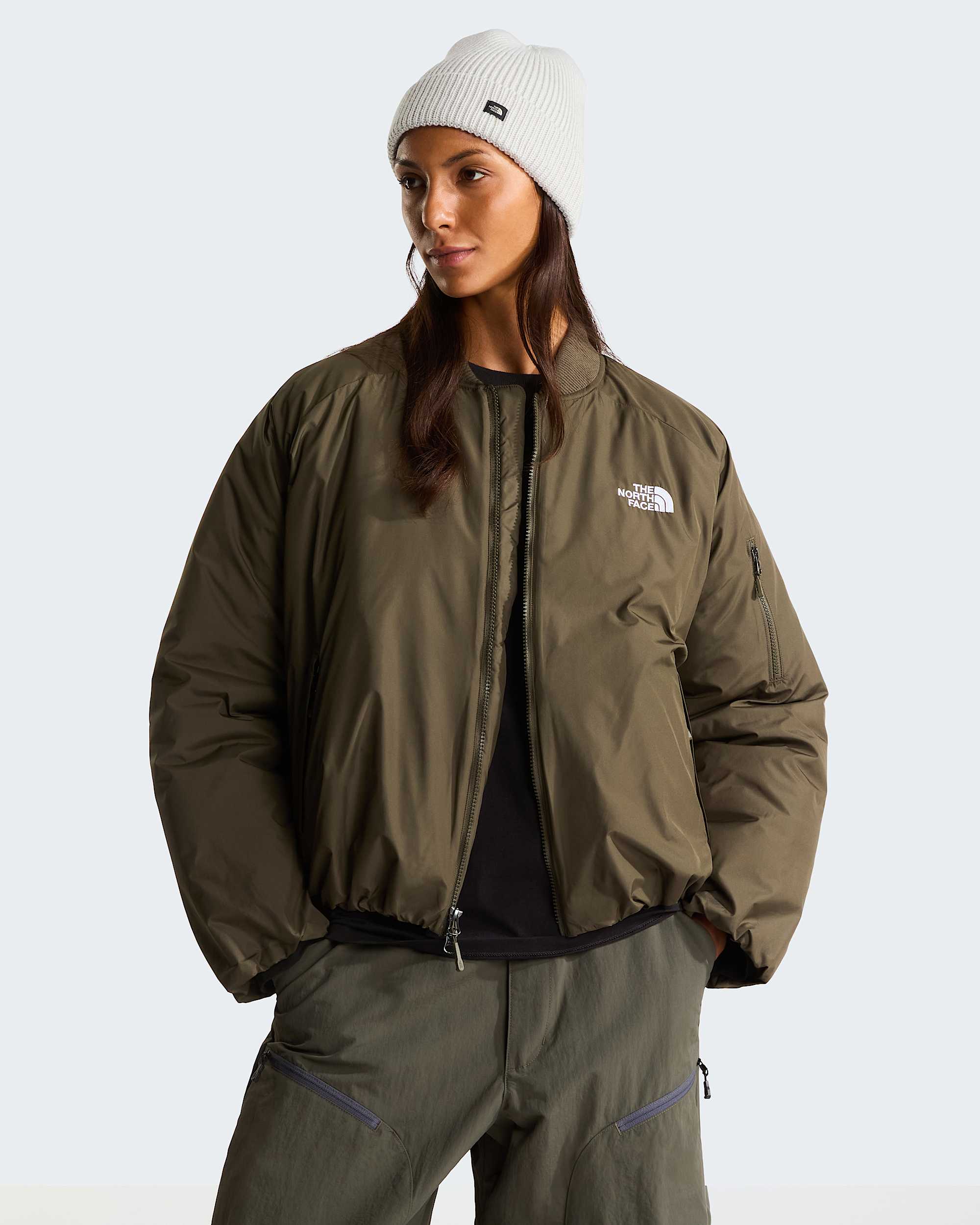 Womens Choqa Bomber Jacket TNF New Taupe Green ALT4
