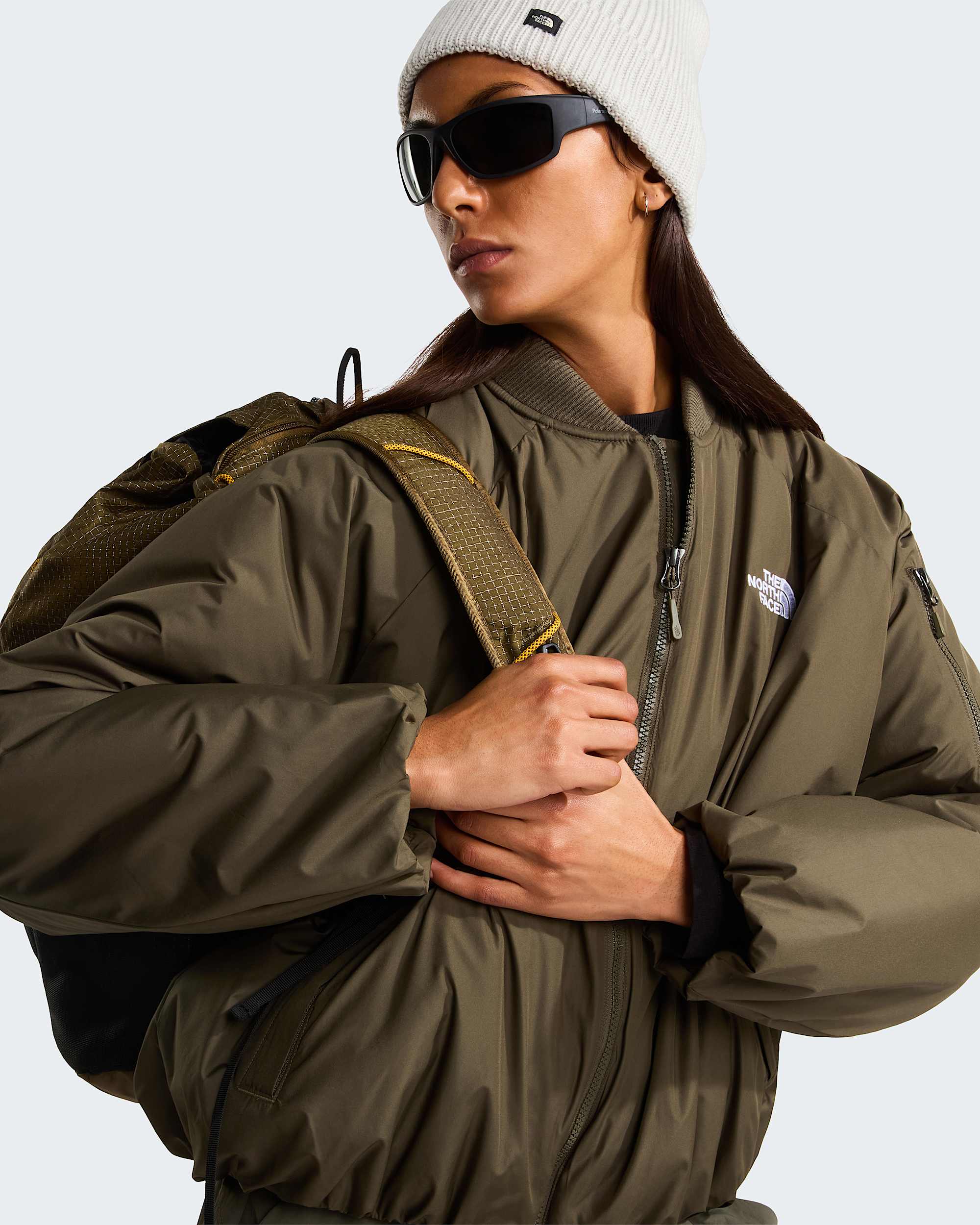 Womens Choqa Bomber Jacket TNF New Taupe Green ALT8