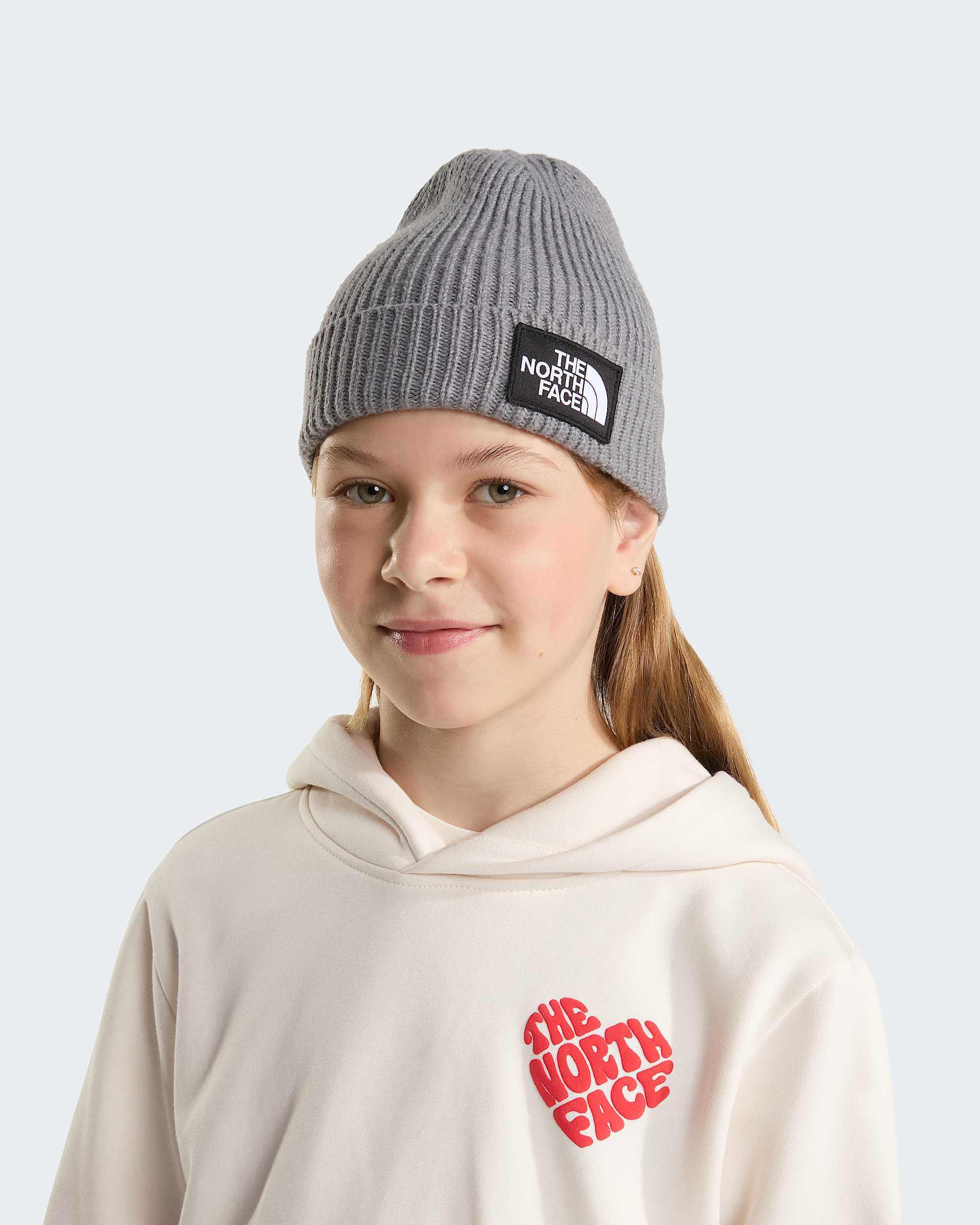Bonnet  revers et logo carr TNF pour enfant TNF TNF Medium Grey Heather ALT1