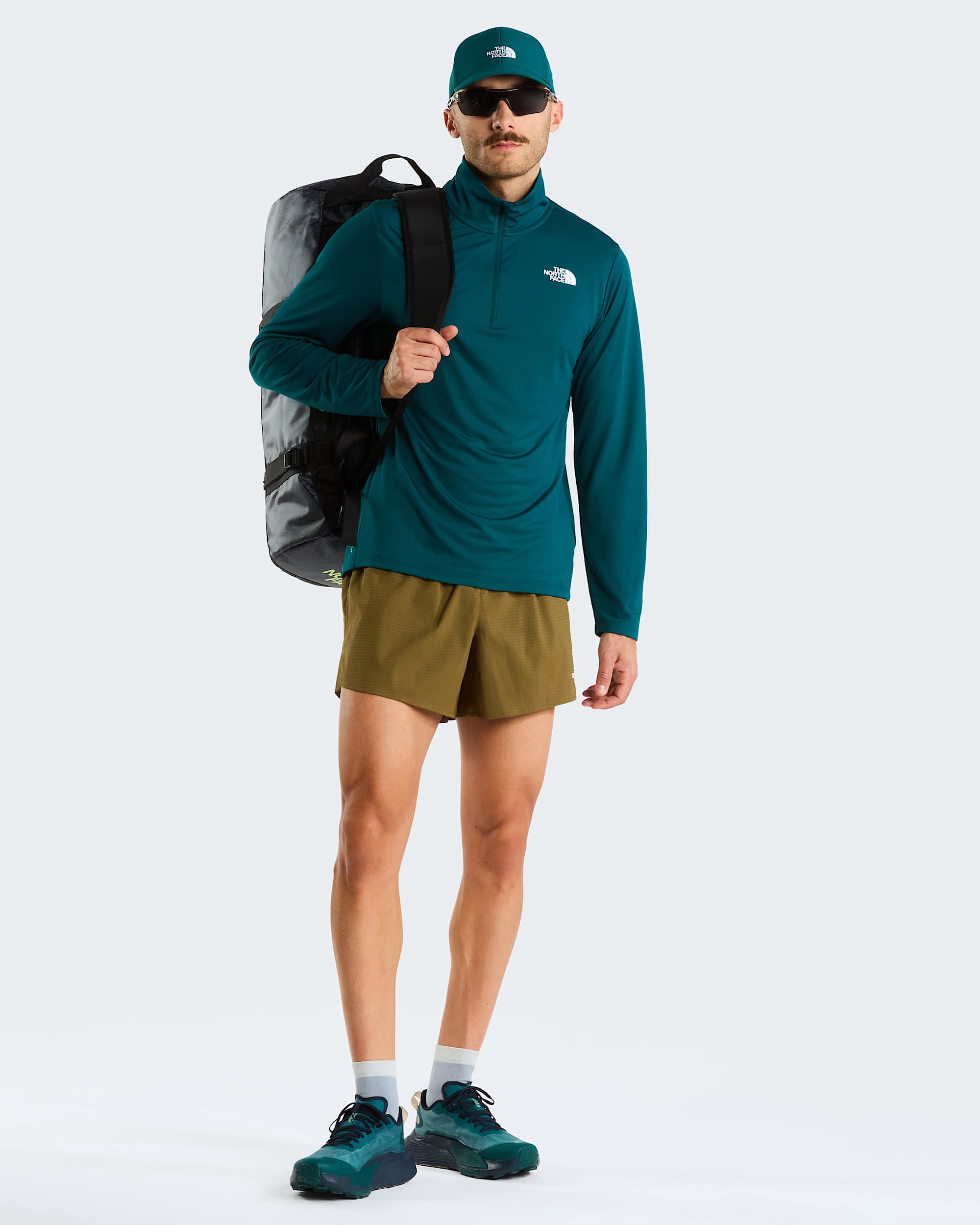 Mens 247 14 Zip LongSleeve TShirt TNF Pacific Teal ALT1
