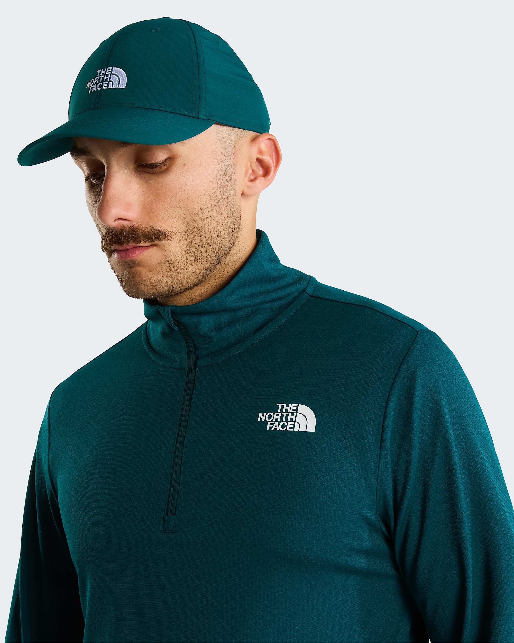 Mens 247 14 Zip LongSleeve TShirt TNF Pacific Teal ALT4