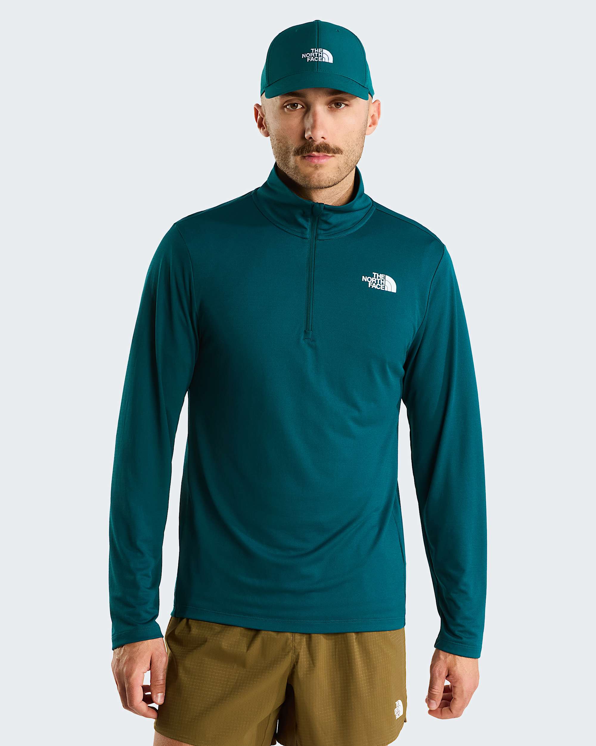 Mens 247 14 Zip LongSleeve TShirt TNF Pacific Teal HERO