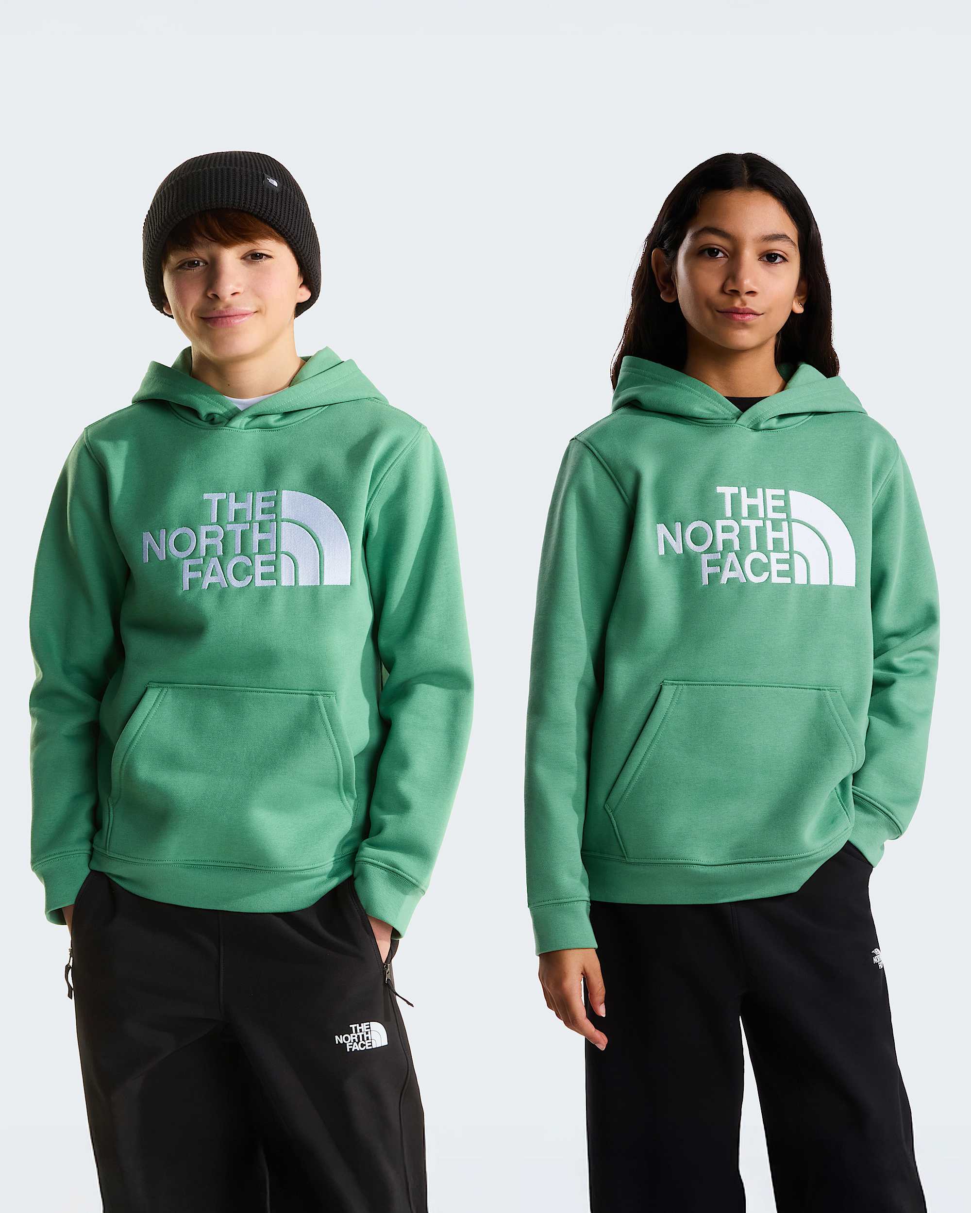 TNF Essential Drew Peak hoodie voor tieners TNF Dimmed Algae HERO